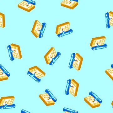 Test optometry vision eye isometric icon seamless pattern Stock Illustration