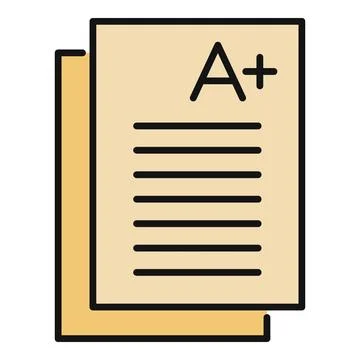 Test paper showing an a plus grade result icon Illustrazione stock