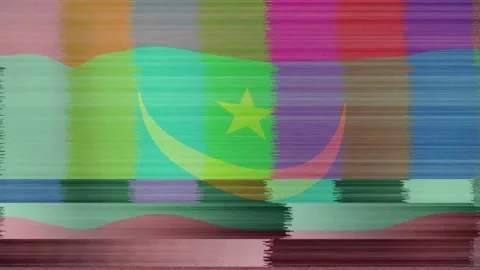 Test pattern showing yellow crescent-star, wobbling bars and shifting scanline Stock Footage 329505524