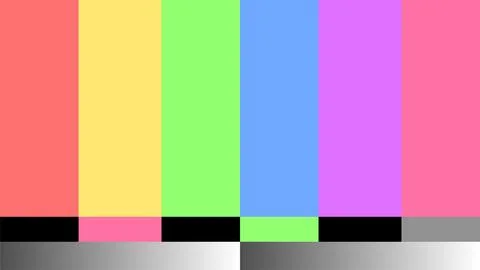 Test pattern with vertical bars of various colors like red, yellow, green, .. Illustrazione stock