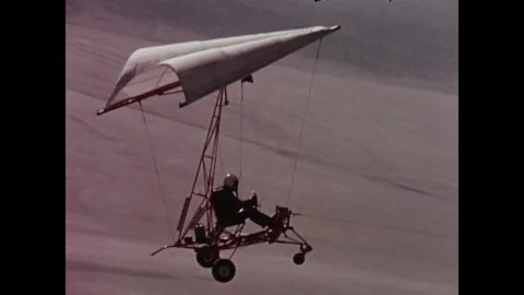 Test pilot and astronaut Neil Armstrong flying paraglider Video stock 269506495