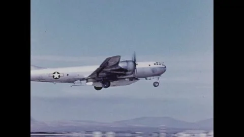 Test pilot and Astronaut Neil Armstrong flying U.S. Navy B-29 Superfortress Stock Footage 269506523