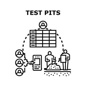 Test pits for project development and data analysis Illustrazione stock
