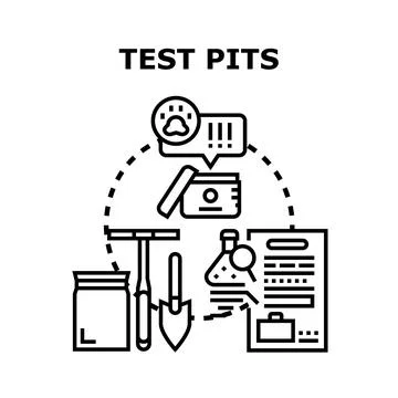 Test pits for soil analysis and environmental investigation Stock Illustration