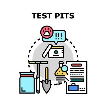 Test pits for soil analysis and environmental investigation Illustrazione stock