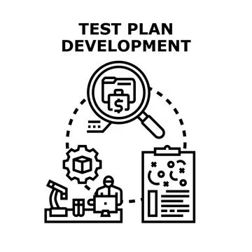 Test plan development process creating quality software solution Stock Illustration
