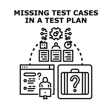 Test plan missing cases problem solution concept Illustrazione stock