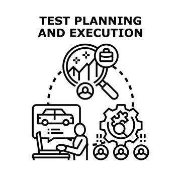 Test planning and execution process analyzing quality data Illustrazione stock
