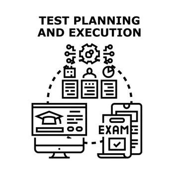 Test planning and execution process analyzing results イラスト素材