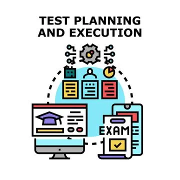 Test planning and execution process analyzing results Stock Illustration