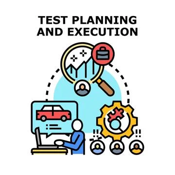 Test planning and execution process analyzing quality data Illustrazione stock