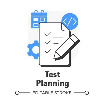 Test planning flat outline concept icon Stockillustratie