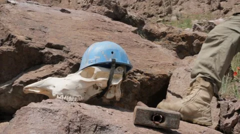 Test of a protective helmet Stock Footage 63212917