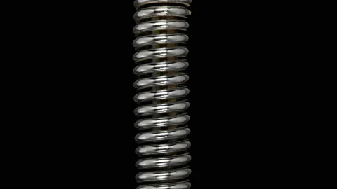 Test of reliability of a spring, compression and decompression by a hydraulic Stock Footage 95209656