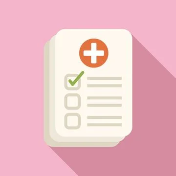 Test result paper icon flat vector. Scientist kit Stock Illustration