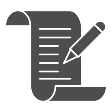 Test results solid icon, Medical tests concept, Medical form with pencil sign on Illustrazione stock