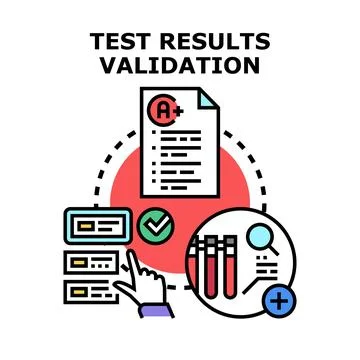 Test results validation process analyzing medical data Stock Illustration