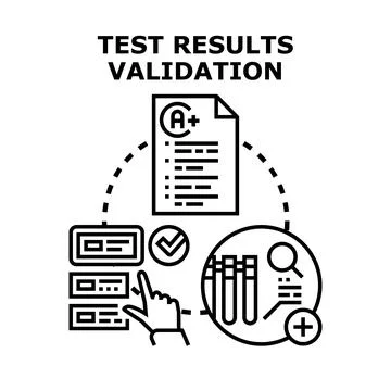 Test results validation process analyzing medical data Stock Illustration