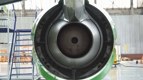 Test reverse the engine of a passenger plane Stock Footage 84415833