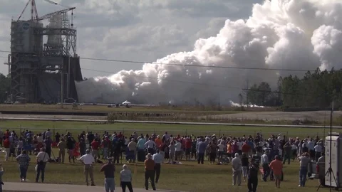 Test of RS-25 rocket engine and scientist in NASA center - 2015 Stock Footage 96026066