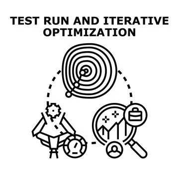Test run and iterative optimization process illustration Stock Illustration