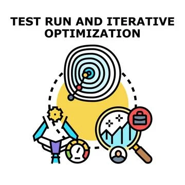 Test run and iterative optimization process illustration Stock Illustration