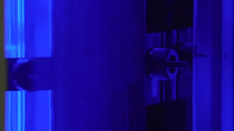 Test Samples Inside Xenon Weathering Chamber During Material Testing Stock Footage 338363336