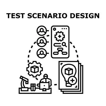 Test scenario design process for software application developing Stockillustratie