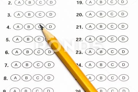 Test score sheet with answers and pencil Stock Photos