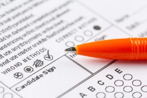 Test score sheet with answers Stock Photos