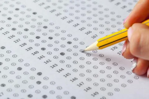 Test score sheet with answers Stock Photos