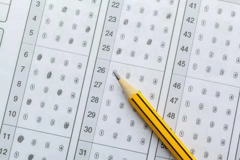 Test score sheet with answers Stock Photos