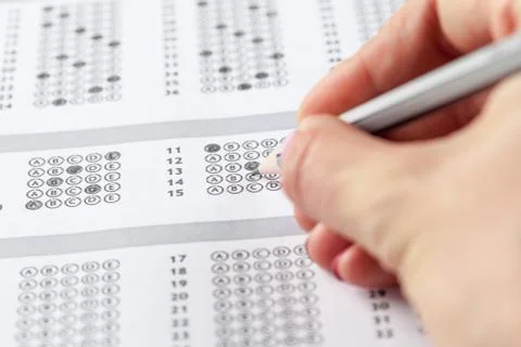 Test score sheet with answers Stock Photos
