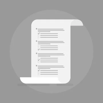 Test on sheet of paper on gray background. Vector illustration. Stock Illustration