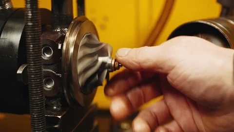 Test stand for checking an automobile turbine, pressurized air injection Stock Footage 284545458