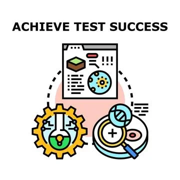 Test success achieving process, researching, analyzing data Illustrazione stock