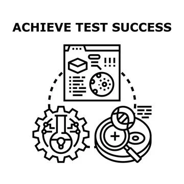 Test success achieving process, researching, analyzing data Illustrazione stock