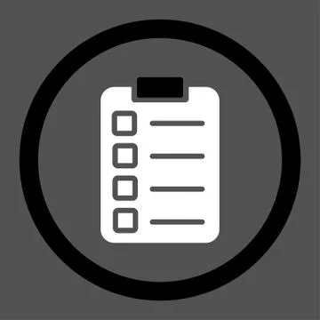 Test task flat black and white colors rounded vector icon Illustrazione stock