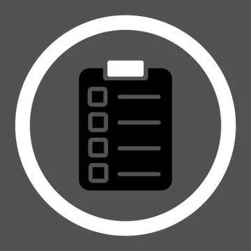 Test task flat black and white colors rounded glyph icon Illustrazione stock