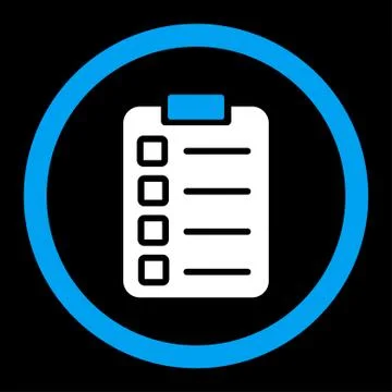 Test task flat blue and white colors rounded vector icon Stock Illustration