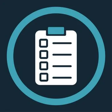 Test task flat blue and white colors rounded vector icon Illustrazione stock