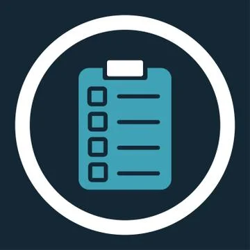Test task flat blue and white colors rounded glyph icon Stock Illustration