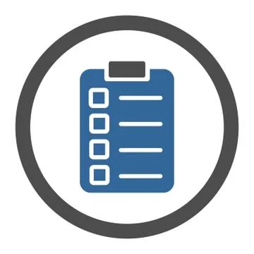 Test task flat cobalt and gray colors rounded glyph icon Illustrazione stock