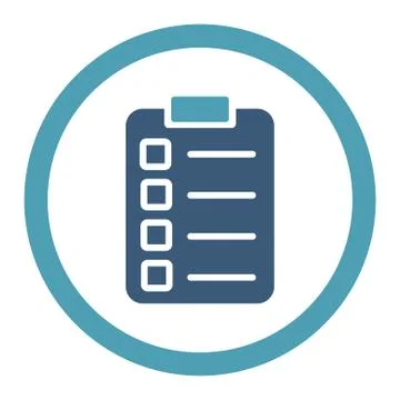 Test task flat cyan and blue colors rounded glyph icon Illustrazione stock