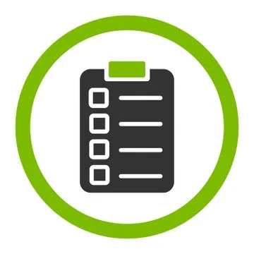 Test task flat eco green and gray colors rounded glyph icon Illustrazione stock