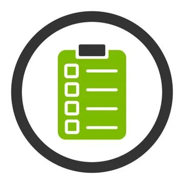 Test task flat eco green and gray colors rounded vector icon Stock Illustration