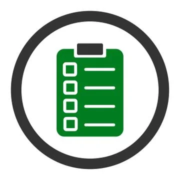 Test task flat green and gray colors rounded glyph icon Illustrazione stock