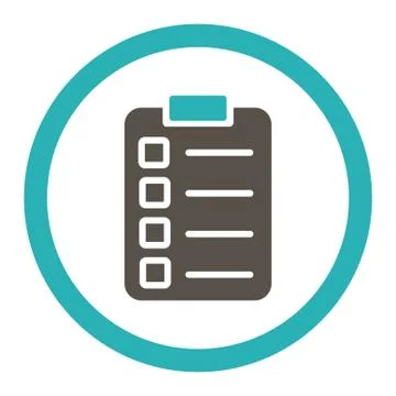 Test task flat grey and cyan colors rounded glyph icon Illustrazione stock