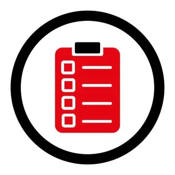 Test task flat intensive red and black colors rounded vector icon Stock Illustration