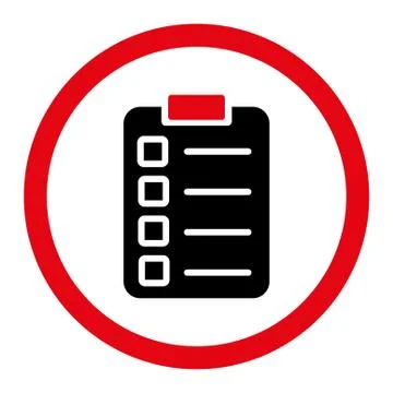 Test task flat intensive red and black colors rounded glyph icon Stock Illustration